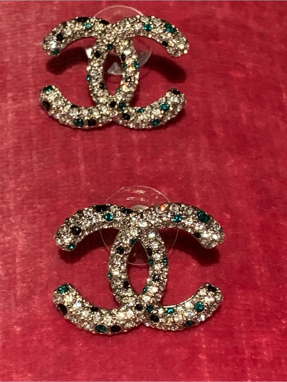 This week brand new Chanel collection earrings white/ green crystals/ must have